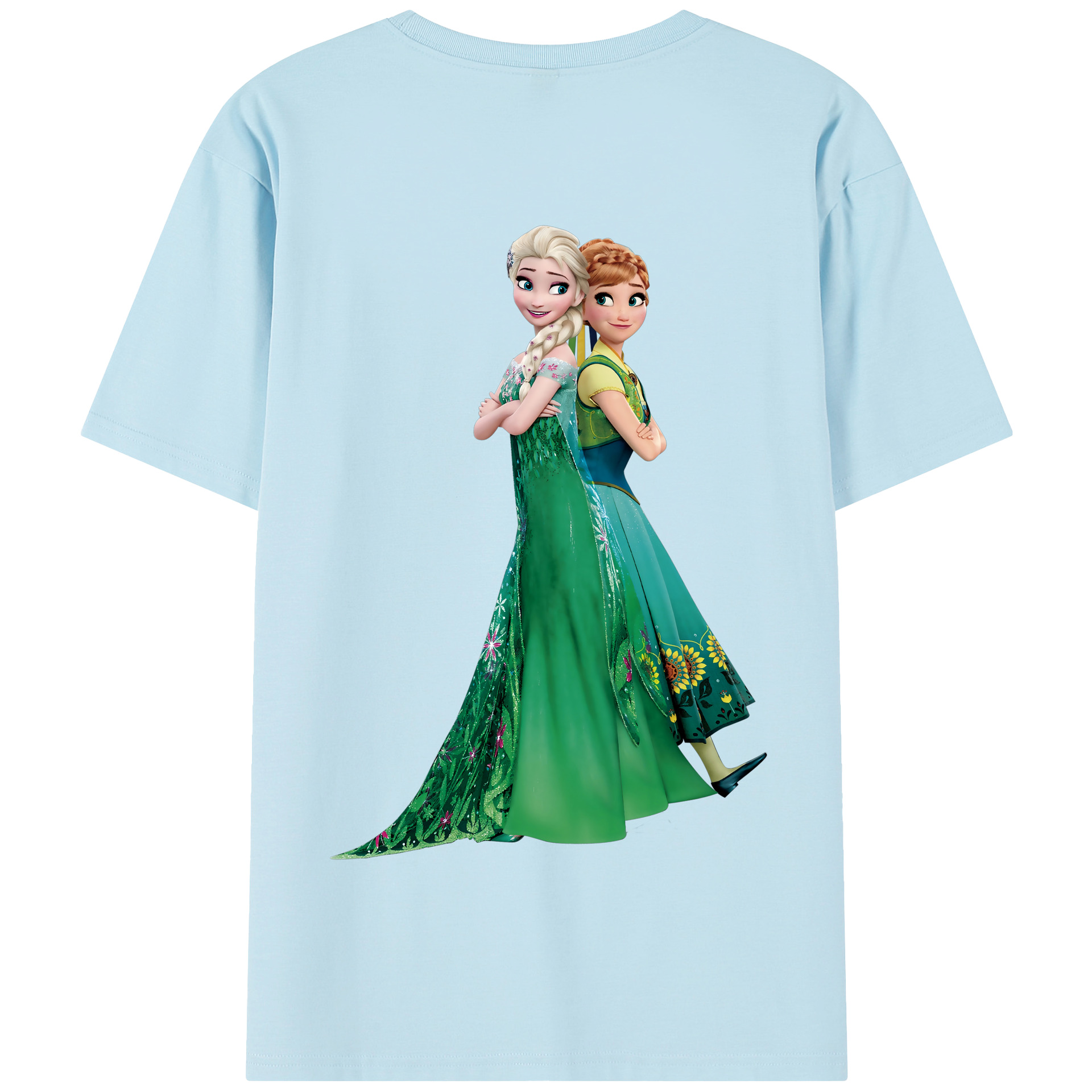 （画像用） アナと雪の女王 アンナ エルサ Frozen Anna Elsa 綿100％半袖Tシャツ（背面プリント）